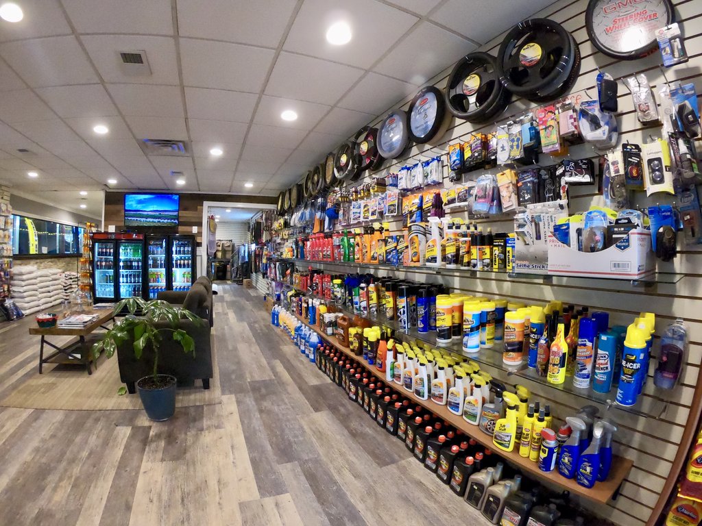Interior of Aberdeen Car Wash shop offering car care supplies.